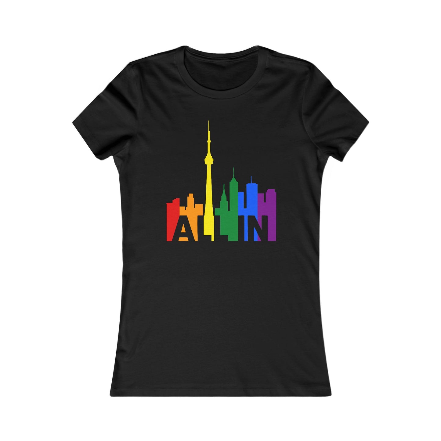 T-shirt pour femme « ALL IN » – Pride Toronto – Coupe féminine – Audacieuse et fière