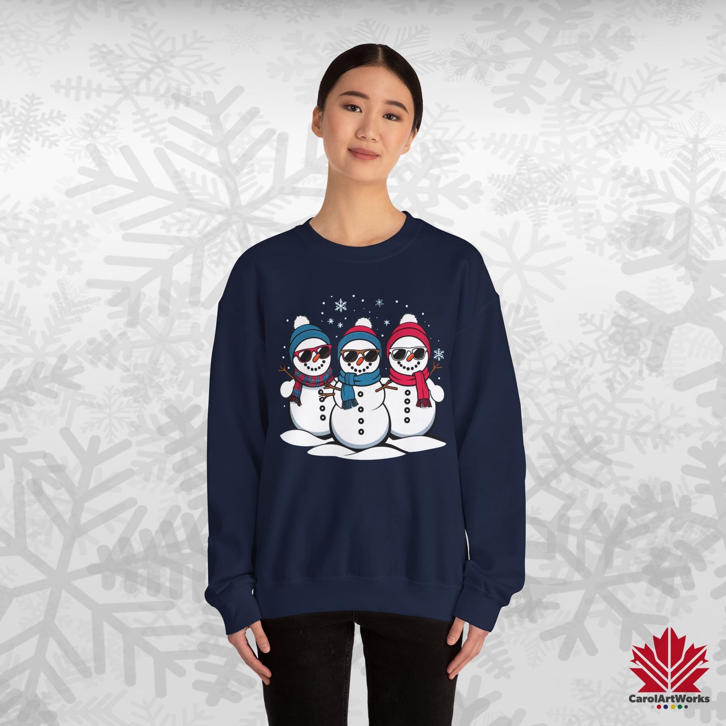 Cool Snow Squad Sweatshirt | Snowman Christmas Crewneck | Canadian-Made Holiday Fleece