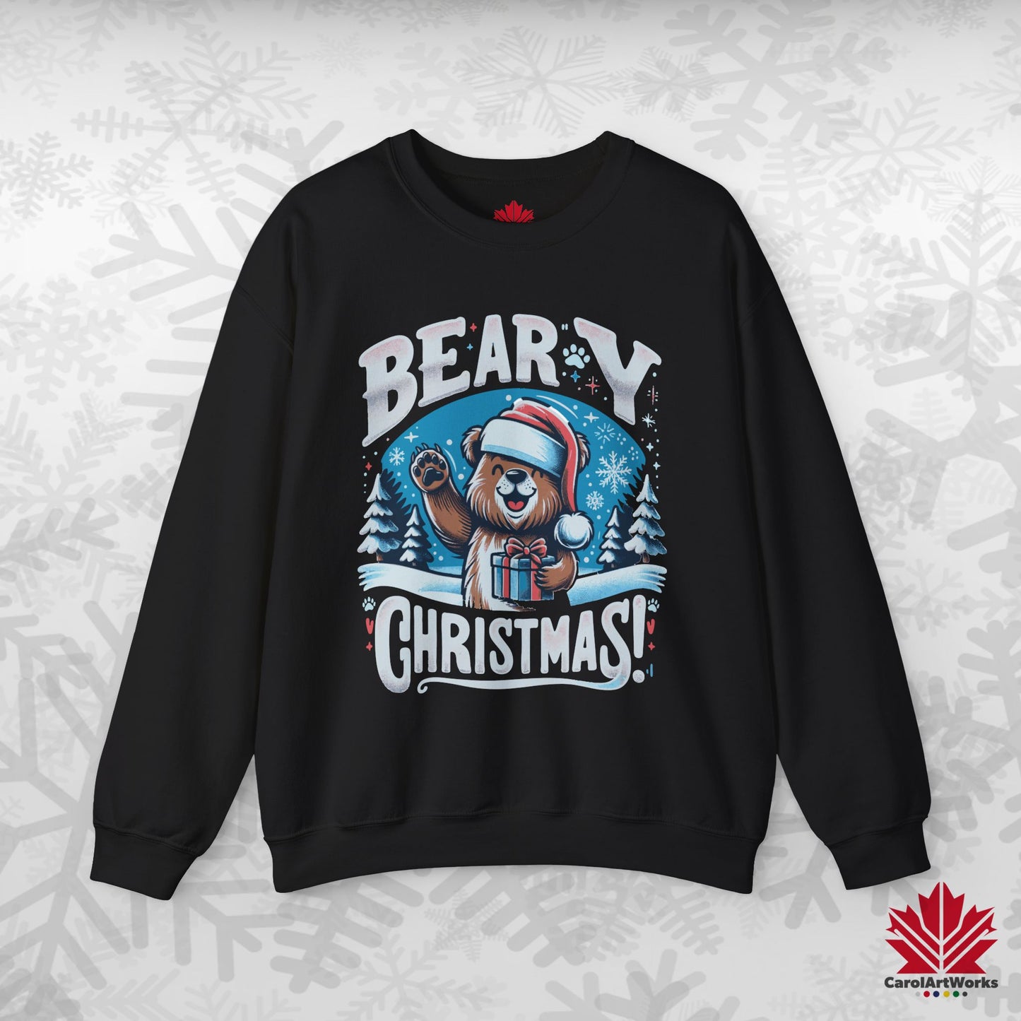 Beary Christmas Sweatshirt | Funny Bear Holiday Crewneck | Premium Fleece, Canadian-Made Christmas Gift