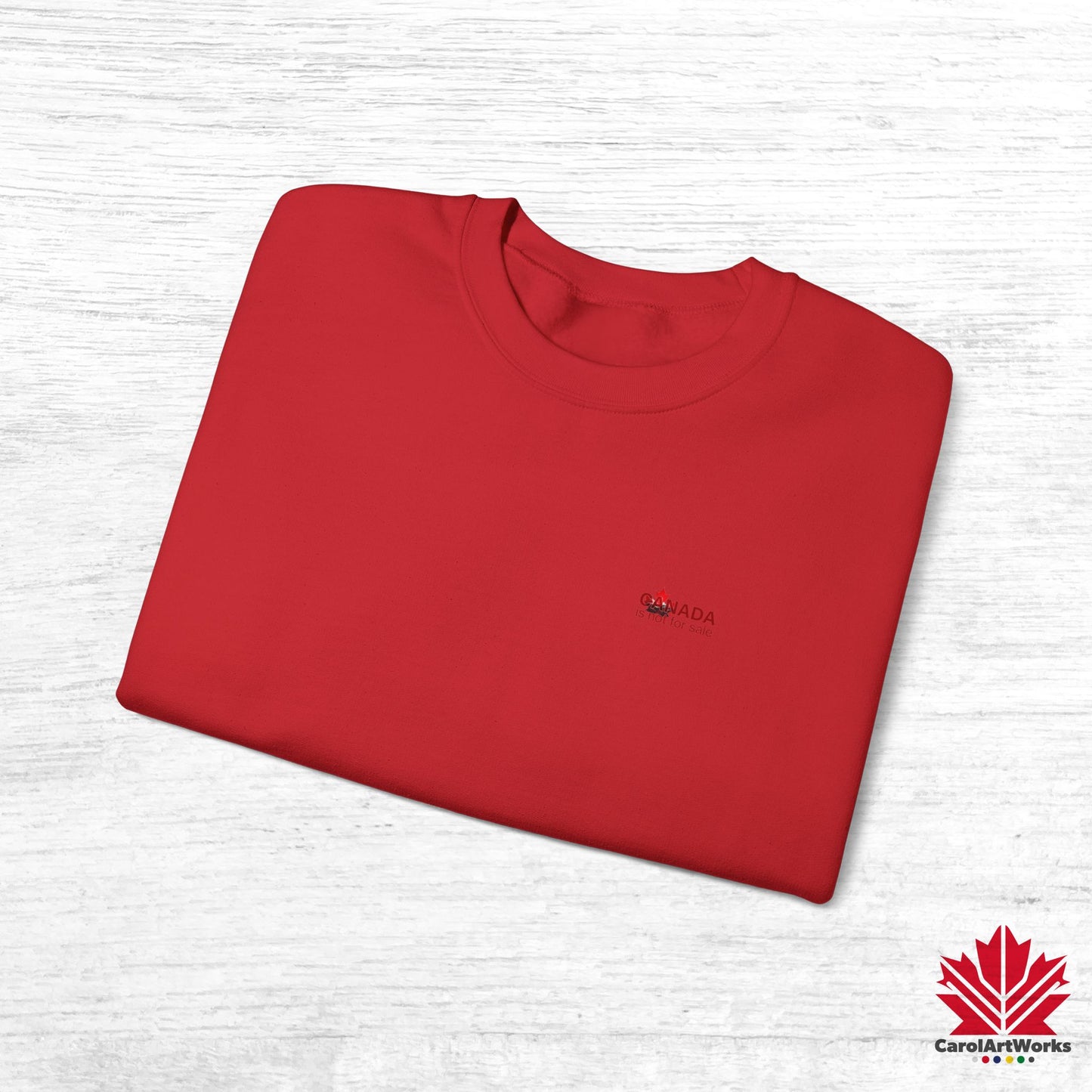 “Canada is Not for Sale” Crewneck Sweatshirt - Red Maple Leaf and Mountains, Soft and Warm