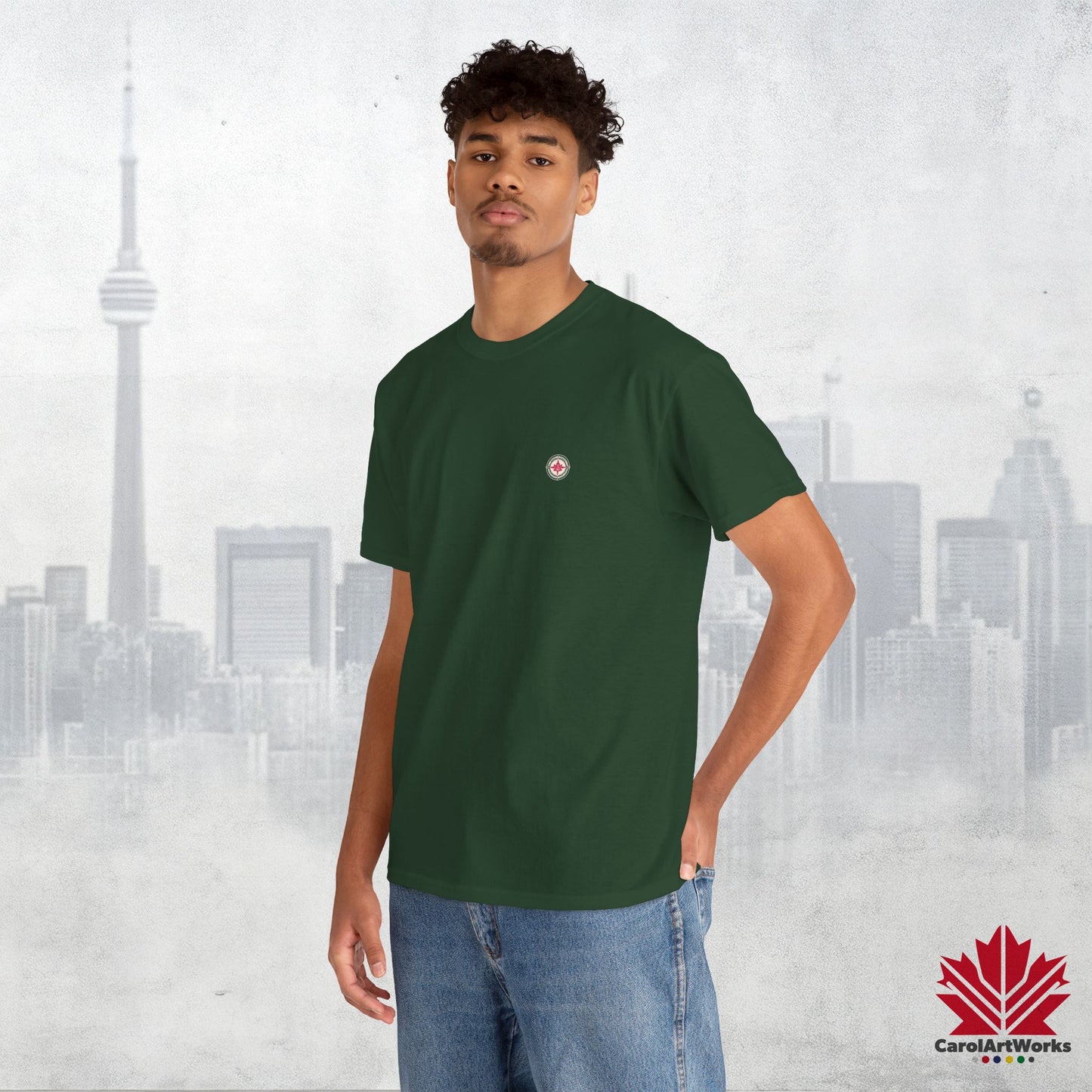 “North Strong” Compass Design – Unisex Cotton Tee – Navigate Adventure with Canadian Pride