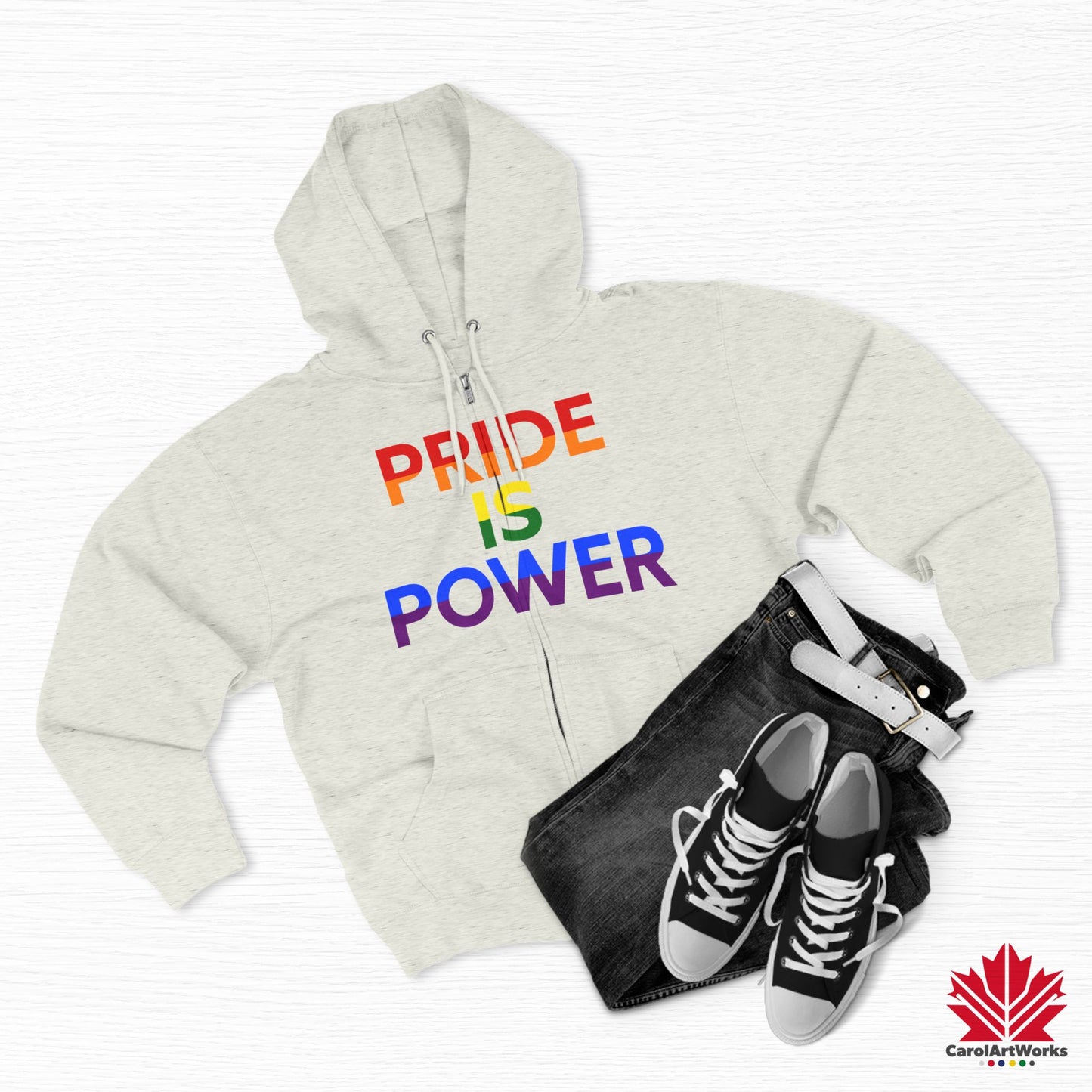La fierté, c'est le pouvoir – Sweat-shirt zippé Pride avec couleur et voix