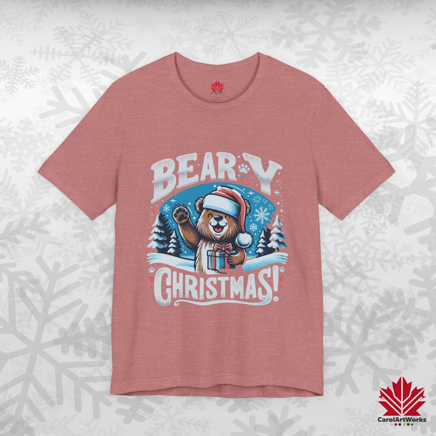 Beary Christmas | Funny Canadian Bear Christmas T-Shirt | Premium Cotton Holiday Tee – Made in Canada, Free Shipping