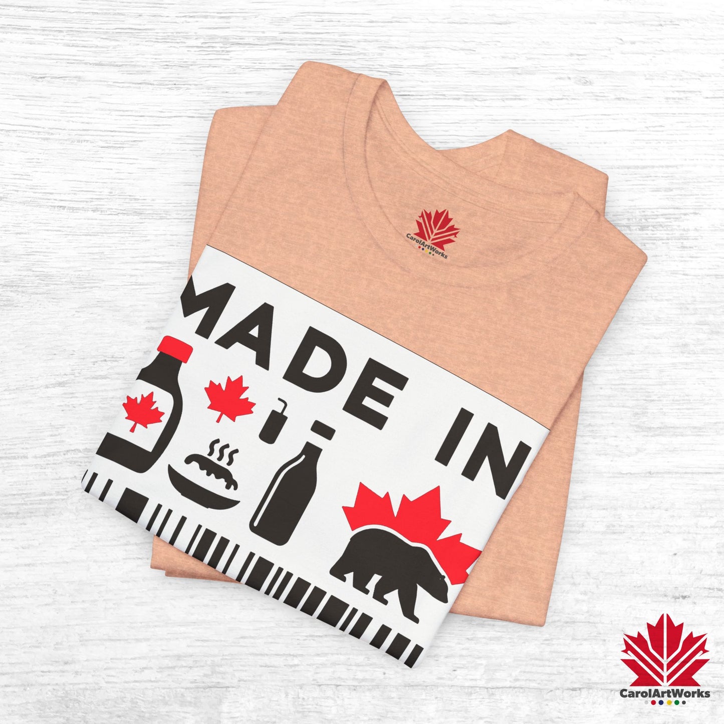"Made in Canada" product label Design Unisex Short Sleeve Tee β Minimalist, Playful, and Proud