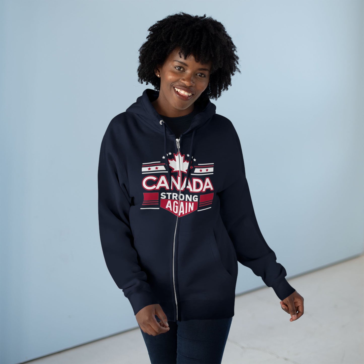 “Canada Strong Again” Unisex Zip Hoodie – Wear Your Pride, Bold and Patriotic!