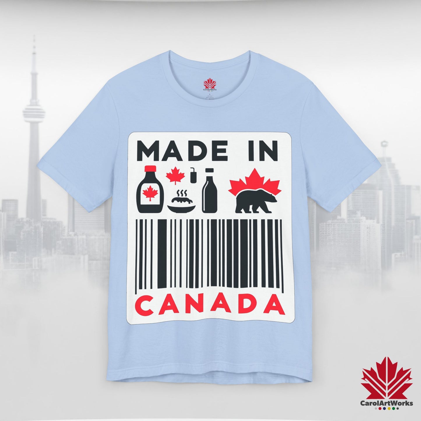"Made in Canada" product label Design Unisex Short Sleeve Tee β Minimalist, Playful, and Proud
