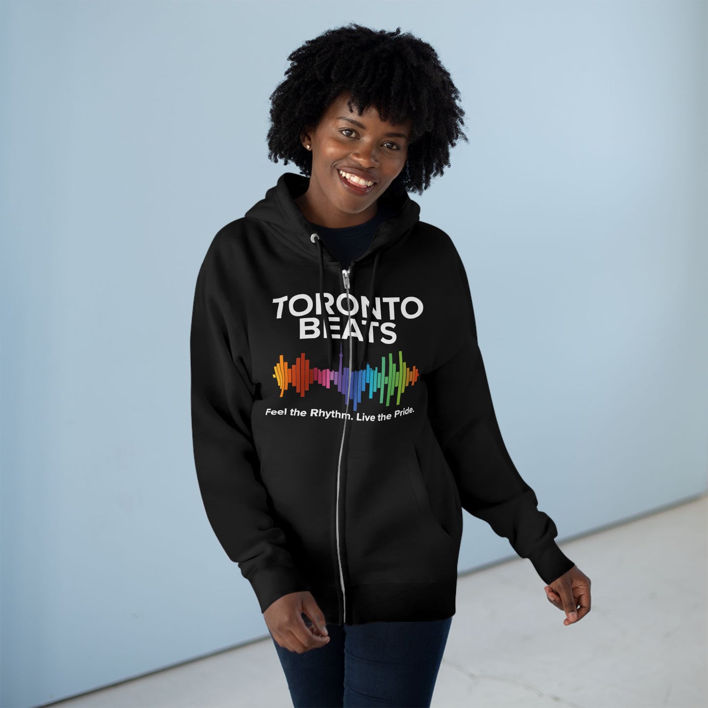 Sweat à capuche zippé Toronto Beats – Cool en ville avec un rythme chaleureux.