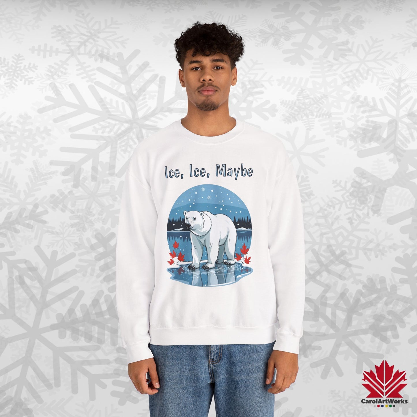 Ice Ice Maybe Sweatshirt | Polar Bear Holiday Crewneck | Premium Fleece, Made in Canada