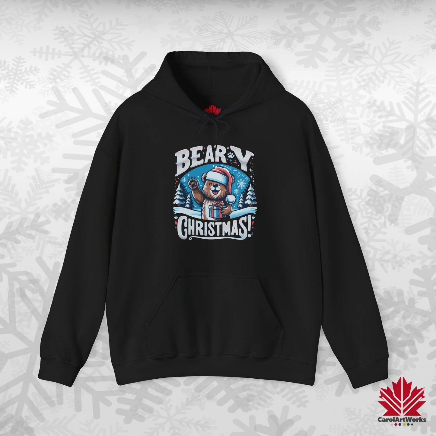Beary Christmas Hoodie | Funny Bear Christmas Hoodie | Canadian Fleece Hoodie – Premium Softstyle Cotton