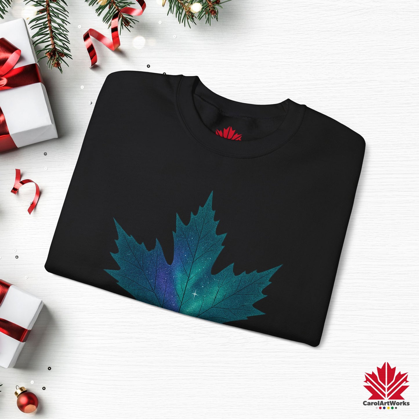 True North Christmas Sweatshirt | Maple Leaf Holiday Crewneck | Premium Fleece, Canadian-Made