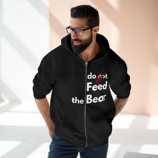 “Don’t Feed the Bear” Unisex Zip Hoodie – Cozy & Fun for Outdoors Enthusiasts