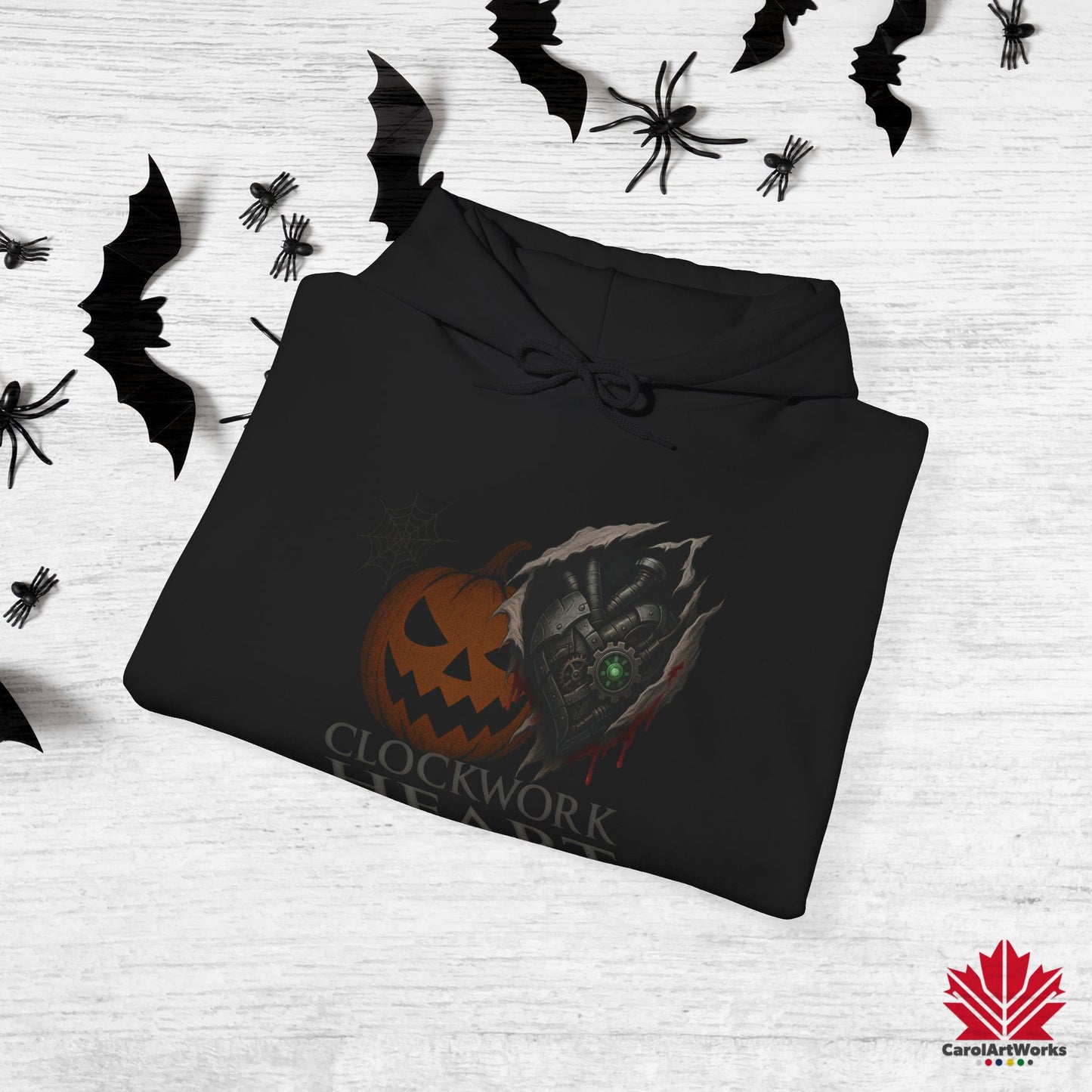 Clockwork Heart Halloween Hoodie – Mechanical Heart & Pumpkin Design