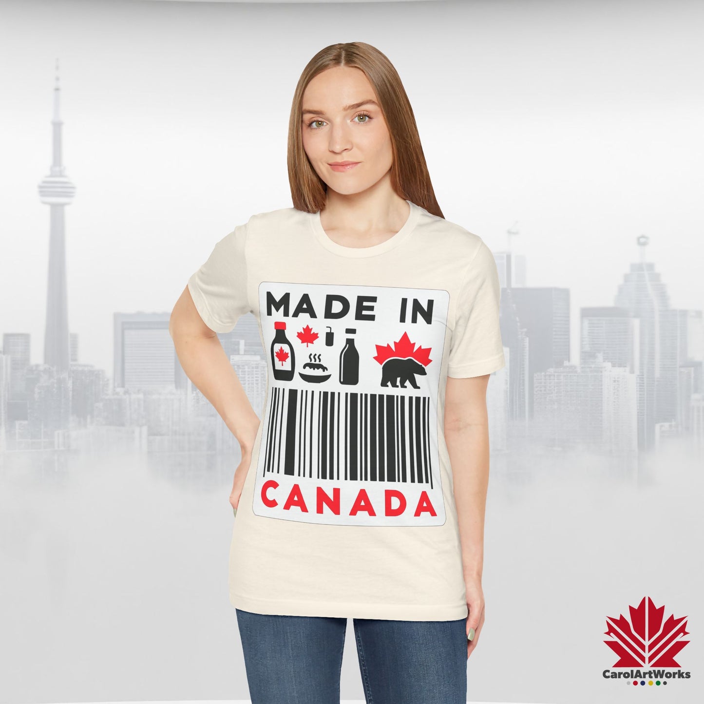 "Made in Canada" product label Design Unisex Short Sleeve Tee β Minimalist, Playful, and Proud