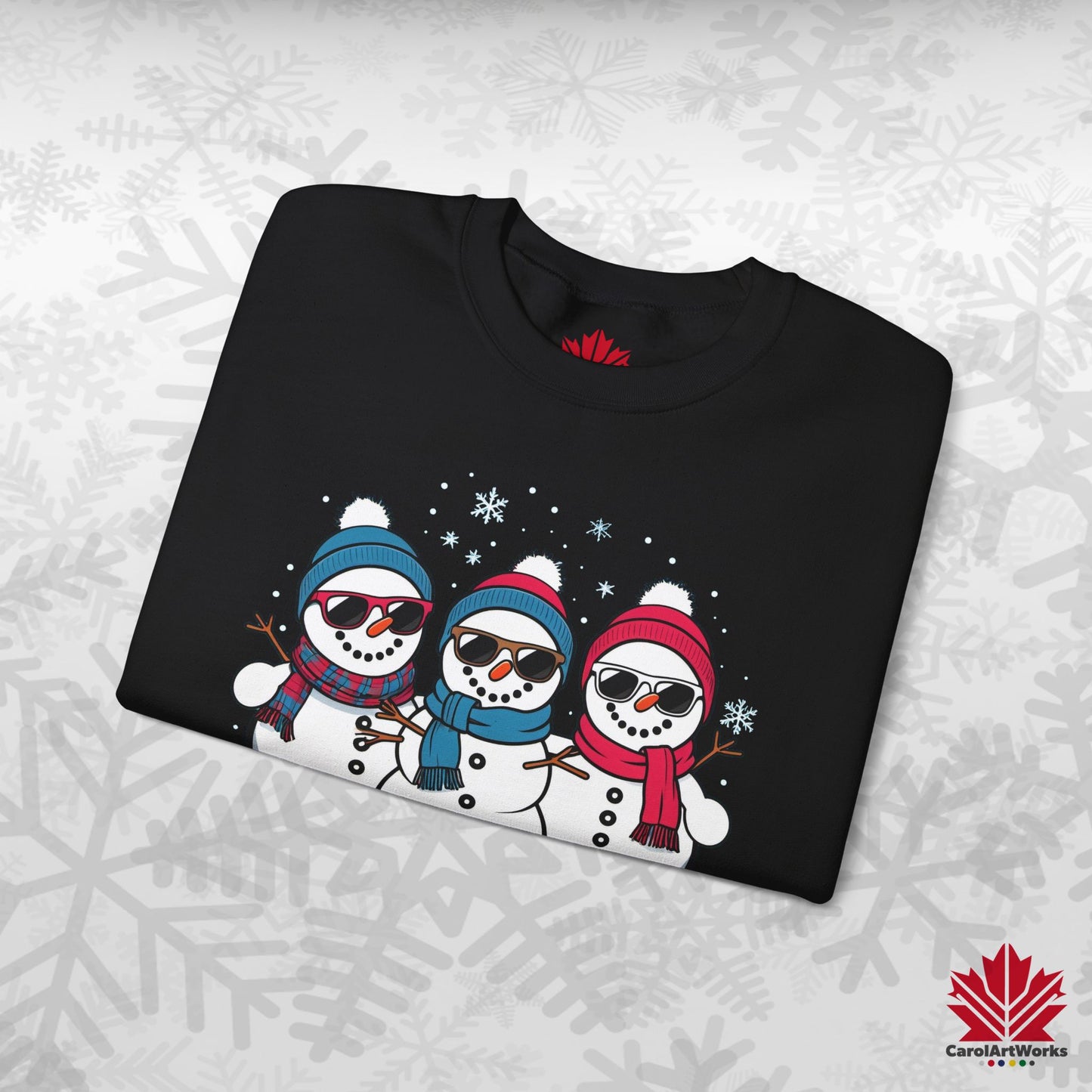 Cool Snow Squad Sweatshirt | Snowman Christmas Crewneck | Canadian-Made Holiday Fleece