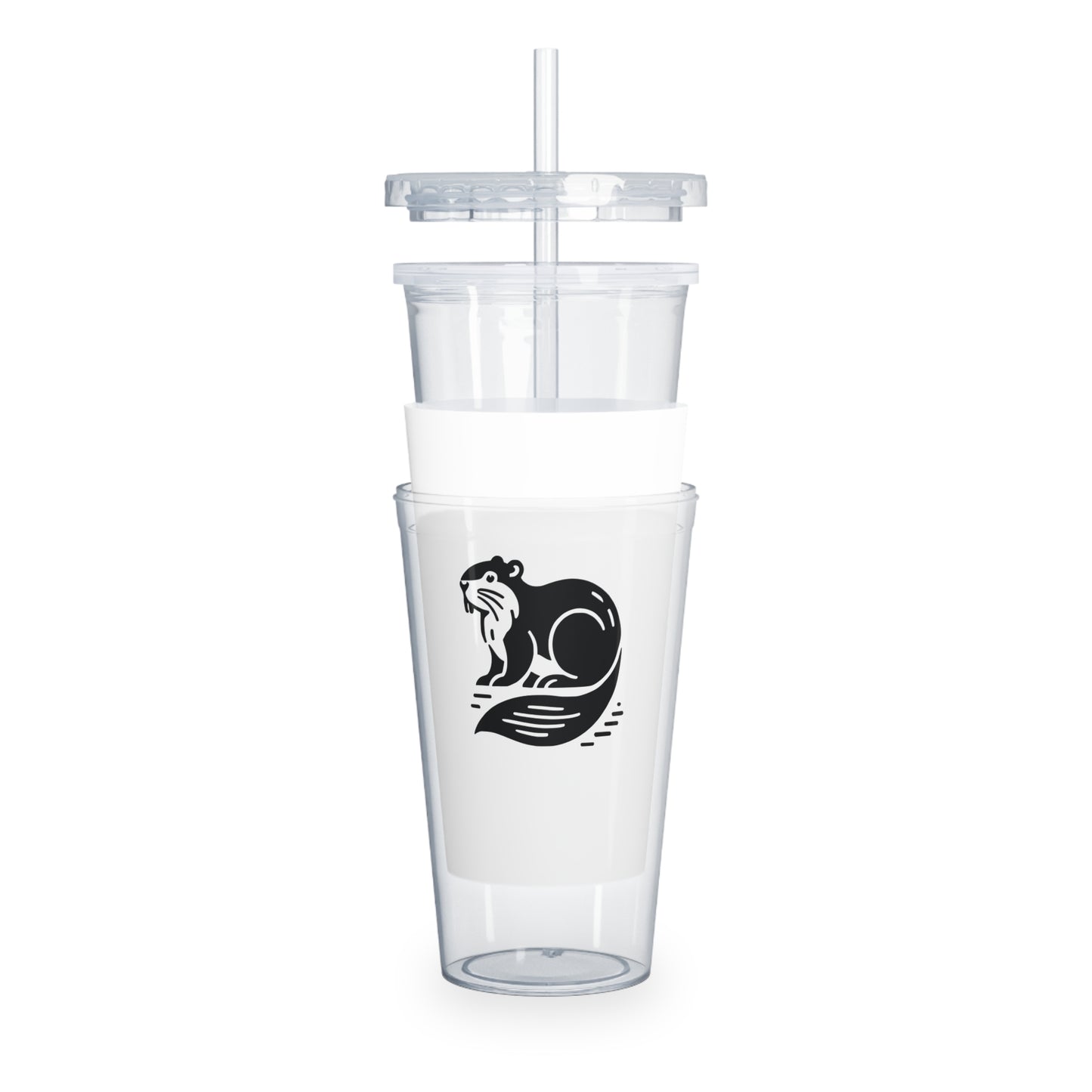 scandinavian minimalistic Design BEAVER Tumbler with Straw – Nature Inspired Graphic