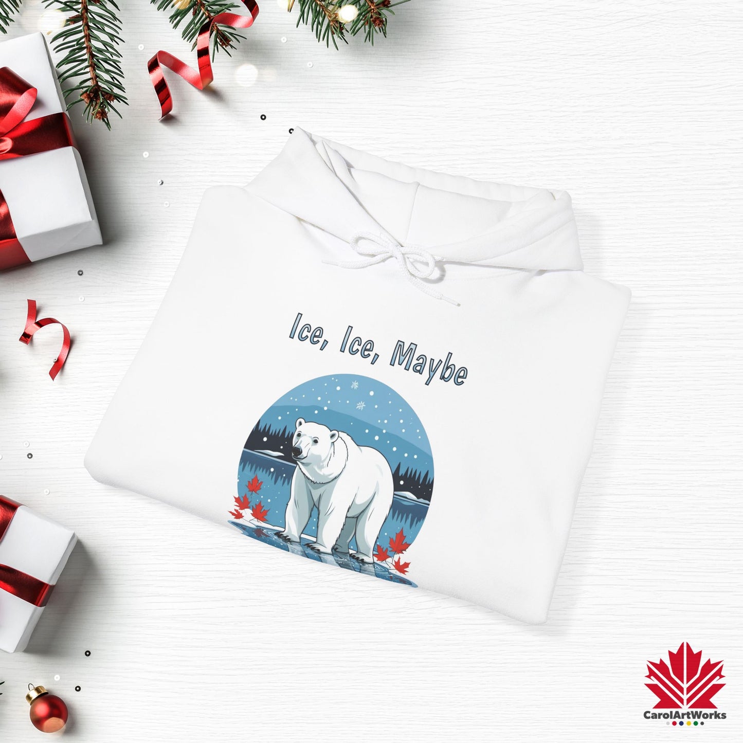 Ice Ice Maybe Hoodie | Polar Bear Christmas Hoodie | Canadian Fleece Hoodie – Premium Softstyle Cotton