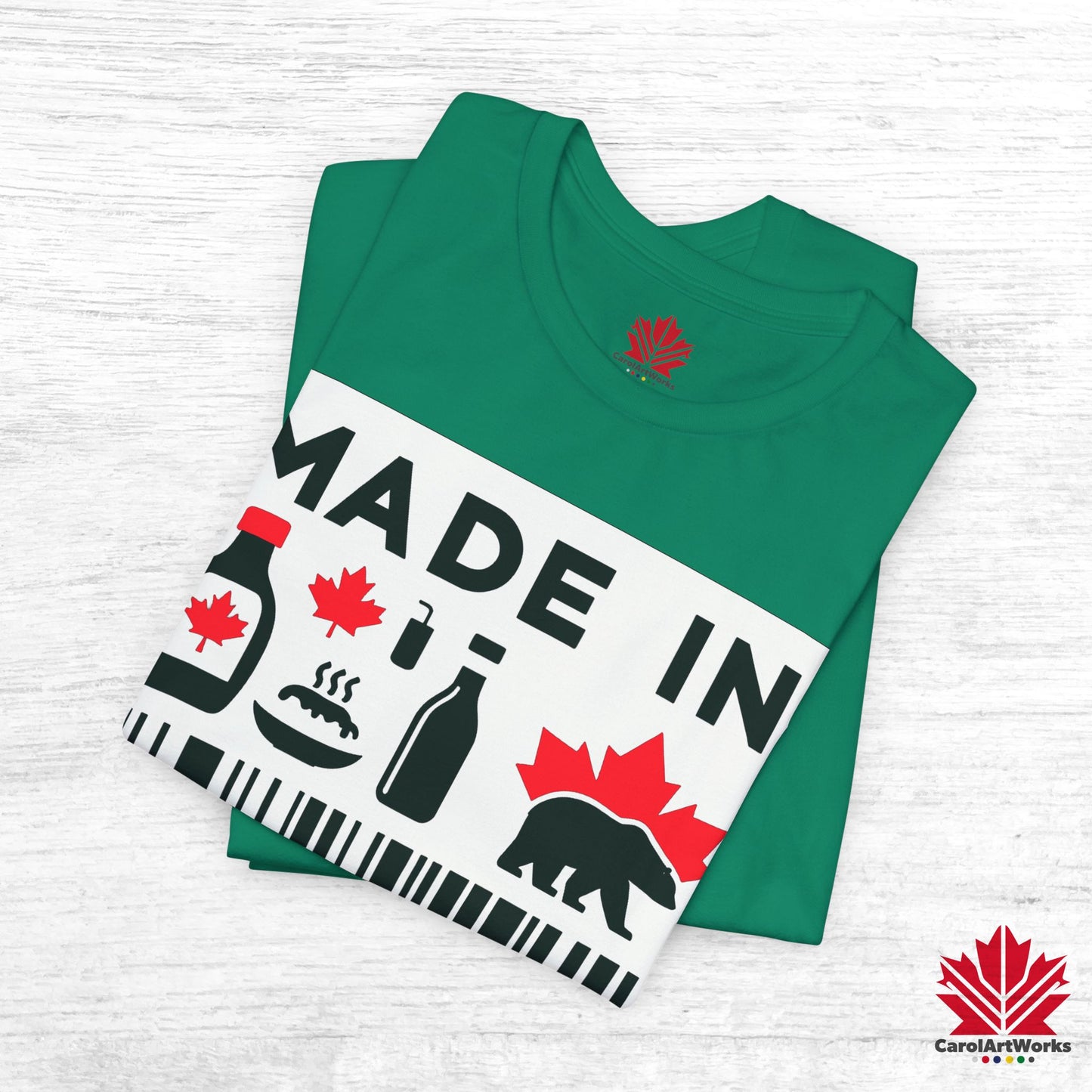 "Made in Canada" product label Design Unisex Short Sleeve Tee β Minimalist, Playful, and Proud