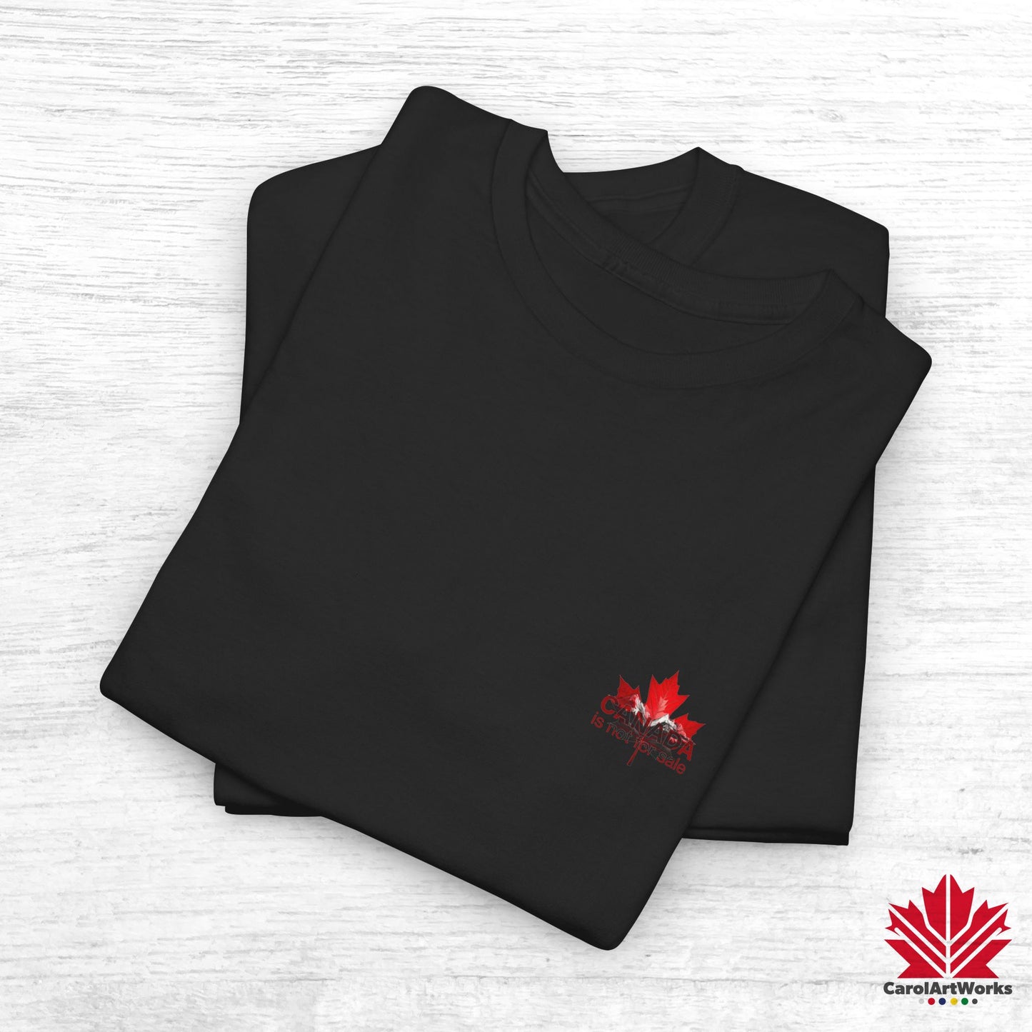 “Canada is not for Sale” Unisex Heavy Cotton Tee – Red Maple Leaf and Mountains, Stylish Canada Shirt