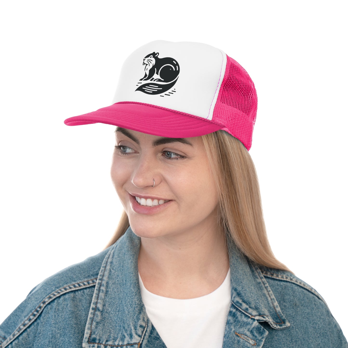scandinavian minimalistic BEAVER Design Trucker Cap – Perfect for Outdoor Enthusiasts and Nature Lovers