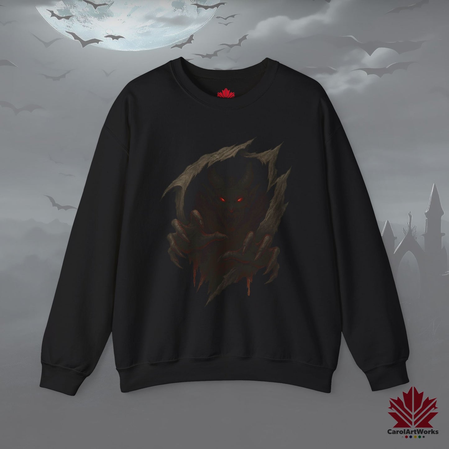 Demon Within – Halloween Sweatshirt | Gothic Demon Shadows Design