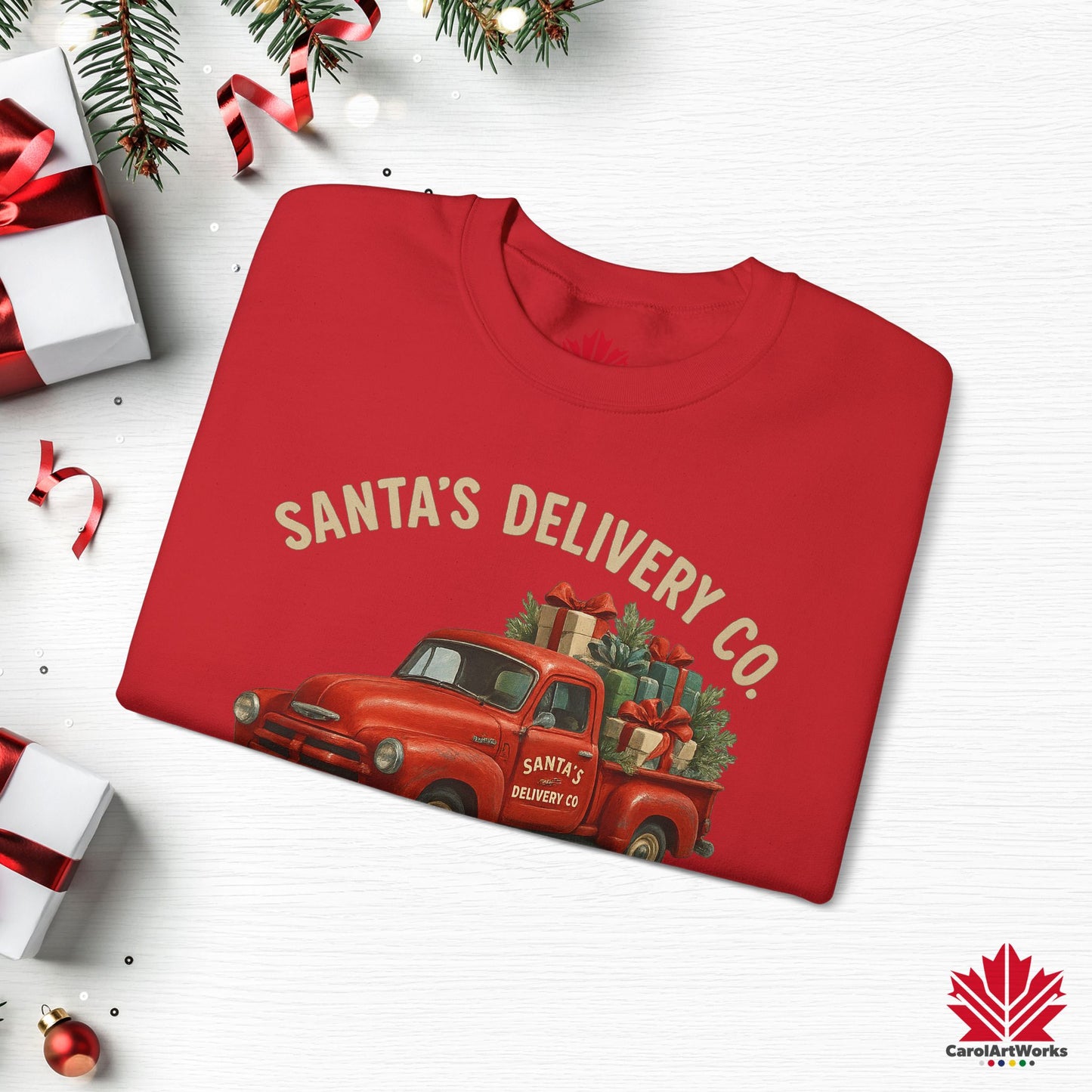 Santa’s Delivery Truck Sweatshirt | Vintage Christmas Crewneck | Canadian Fleece, Premium Quality