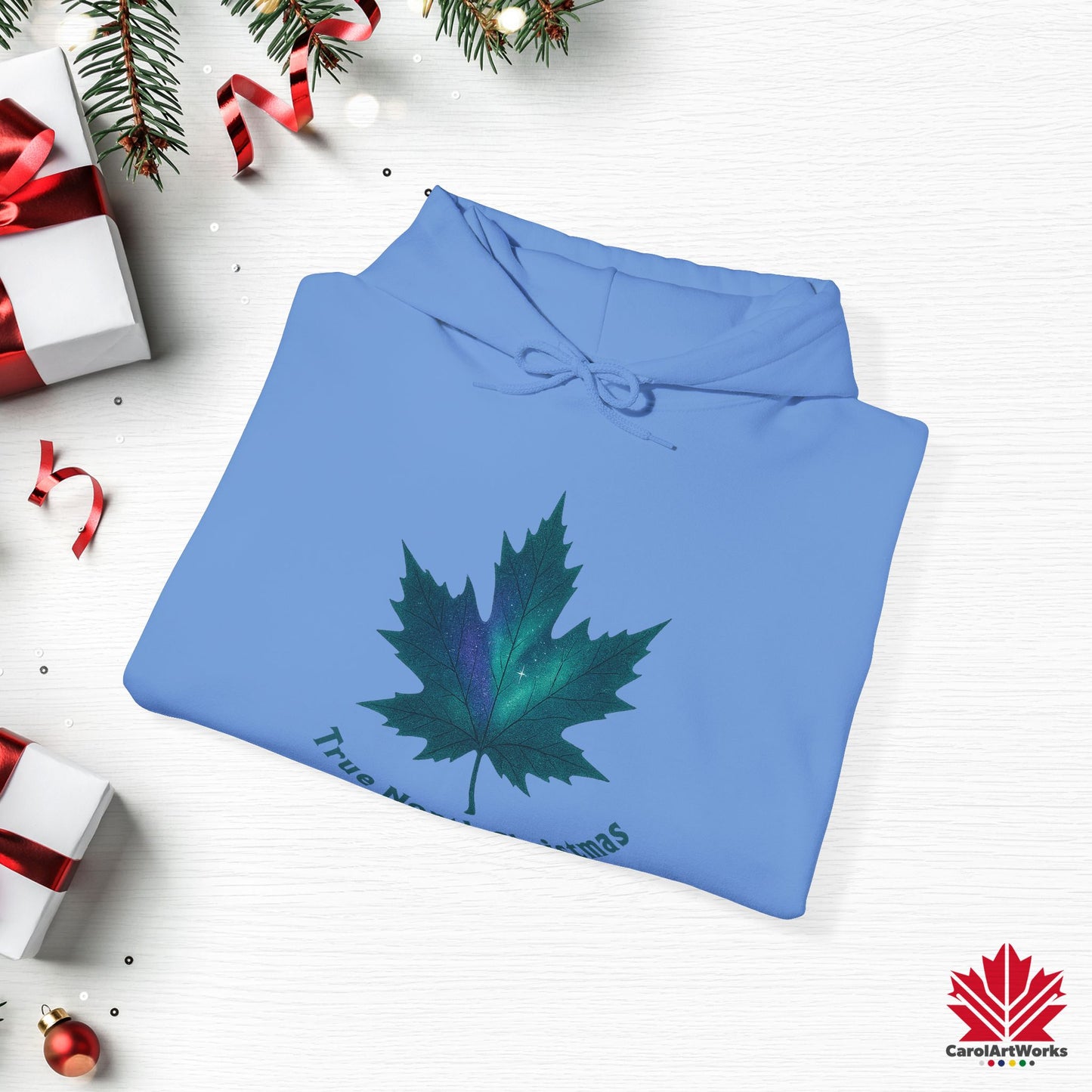 True North Christmas Hoodie | Maple Leaf Holiday Hoodie | Canadian Fleece Hoodie – Premium Softstyle Cotton