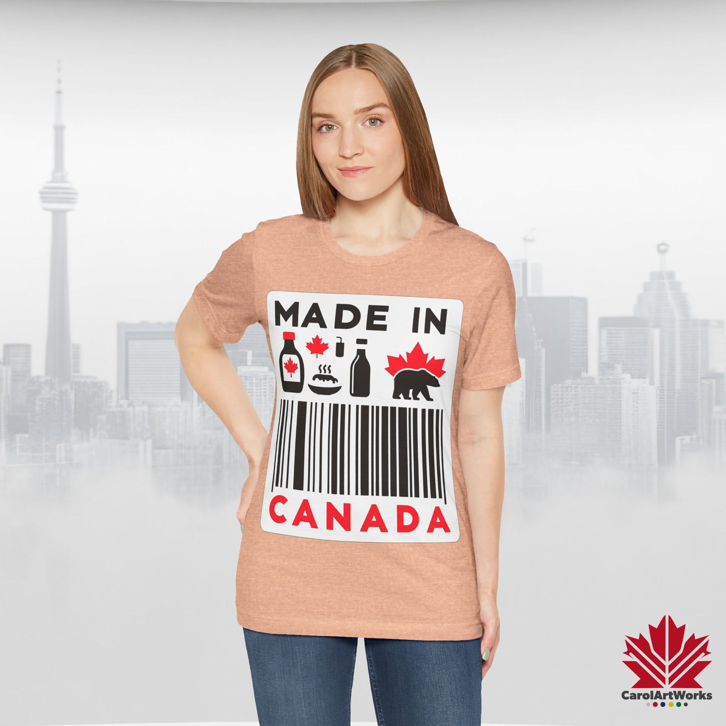 "Made in Canada" product label Design Unisex Short Sleeve Tee β Minimalist, Playful, and Proud