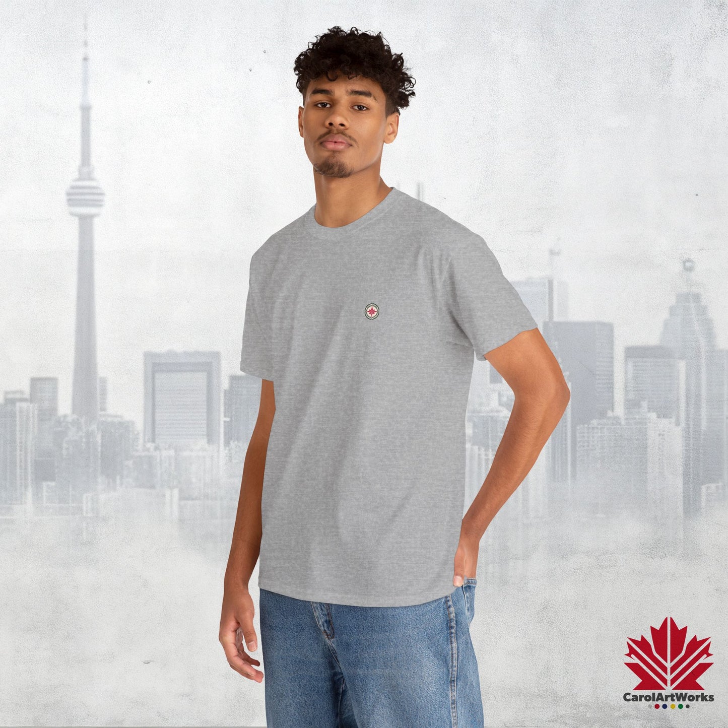 “North Strong” Compass Design – Unisex Cotton Tee – Navigate Adventure with Canadian Pride