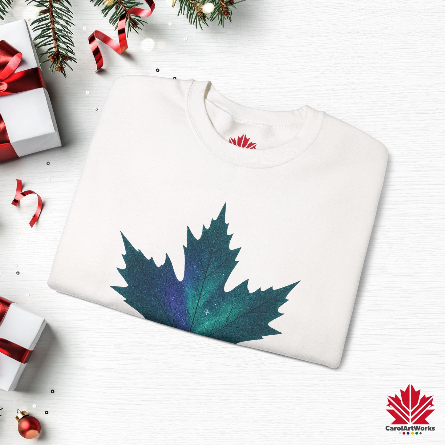 True North Christmas Sweatshirt | Maple Leaf Holiday Crewneck | Premium Fleece, Canadian-Made