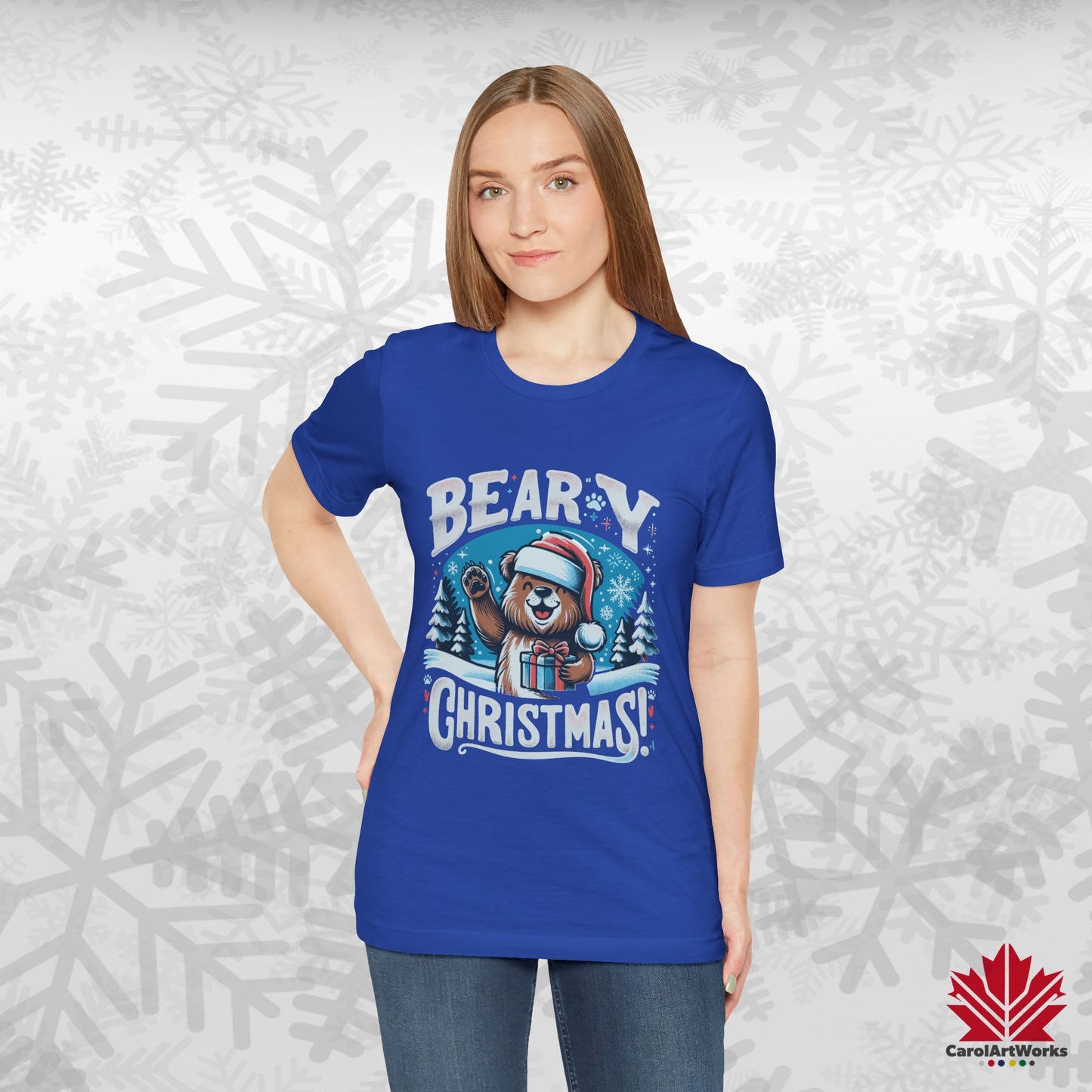 Beary Christmas | Funny Canadian Bear Christmas T-Shirt | Premium Cotton Holiday Tee – Made in Canada, Free Shipping