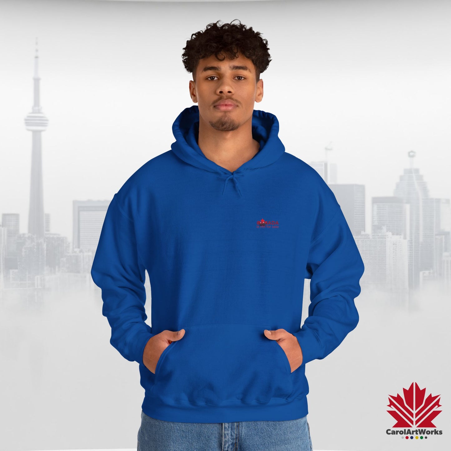 Unisex Hoodie “Canada is Not for Sale” – Red Maple Leaf and Mountains, Warm and Comfortable