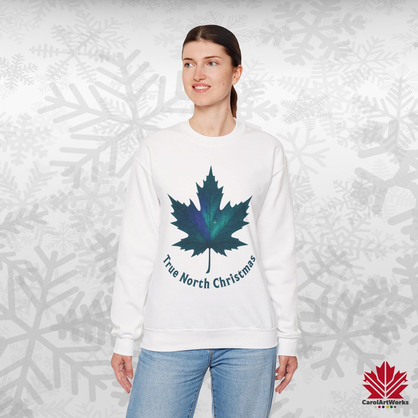 True North Christmas Sweatshirt | Maple Leaf Holiday Crewneck | Premium Fleece, Canadian-Made