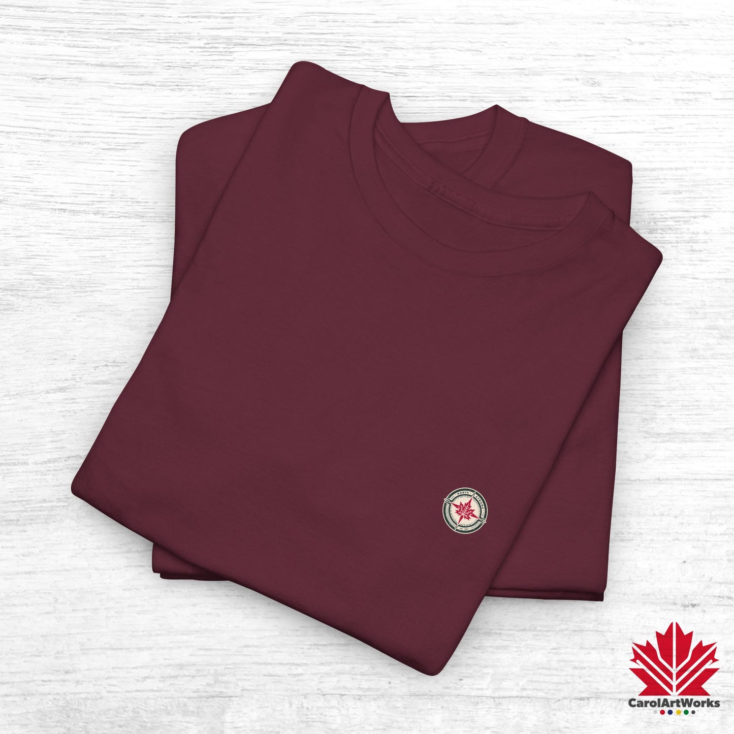 “North Strong” Compass Design – Unisex Cotton Tee – Navigate Adventure with Canadian Pride