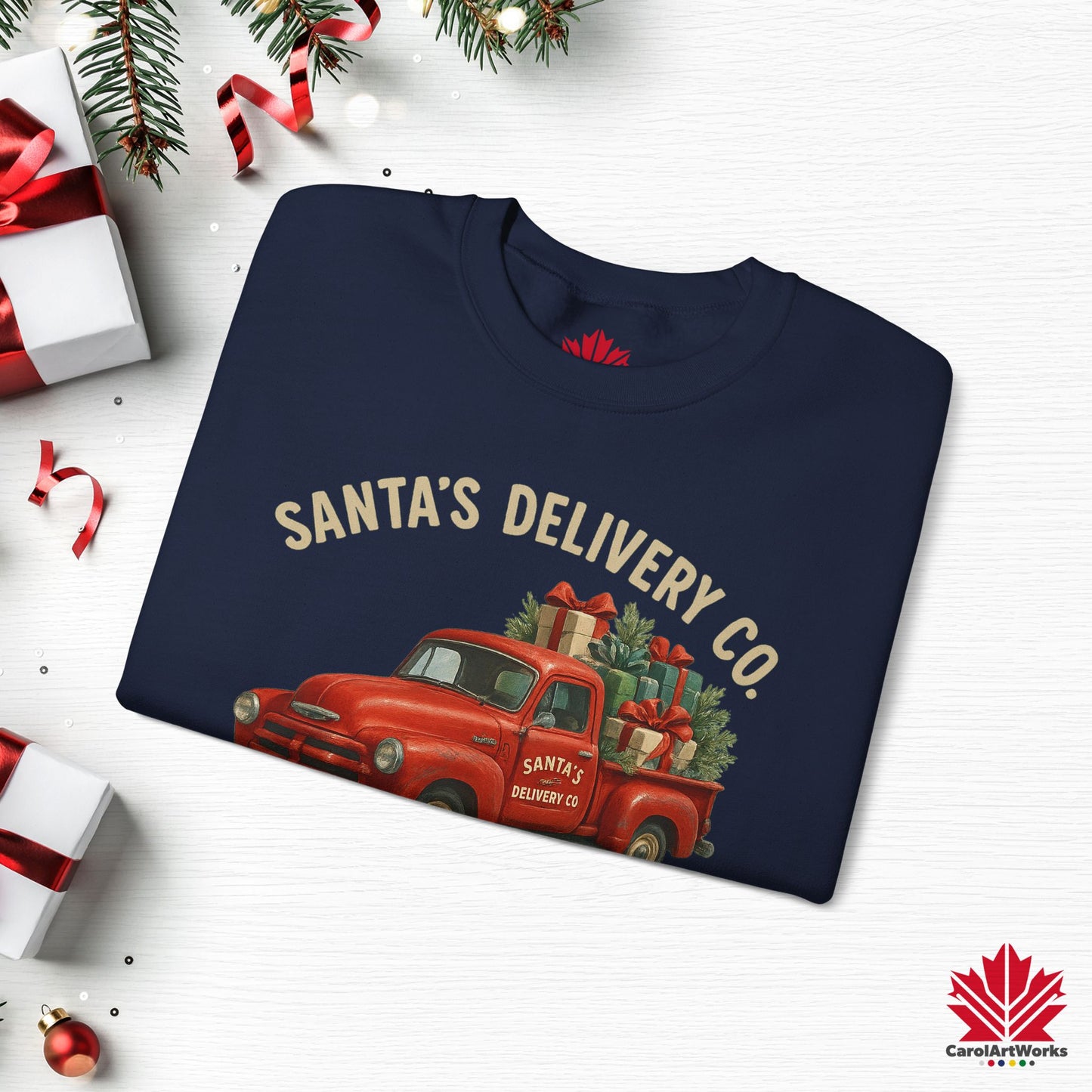 Santa’s Delivery Truck Sweatshirt | Vintage Christmas Crewneck | Canadian Fleece, Premium Quality