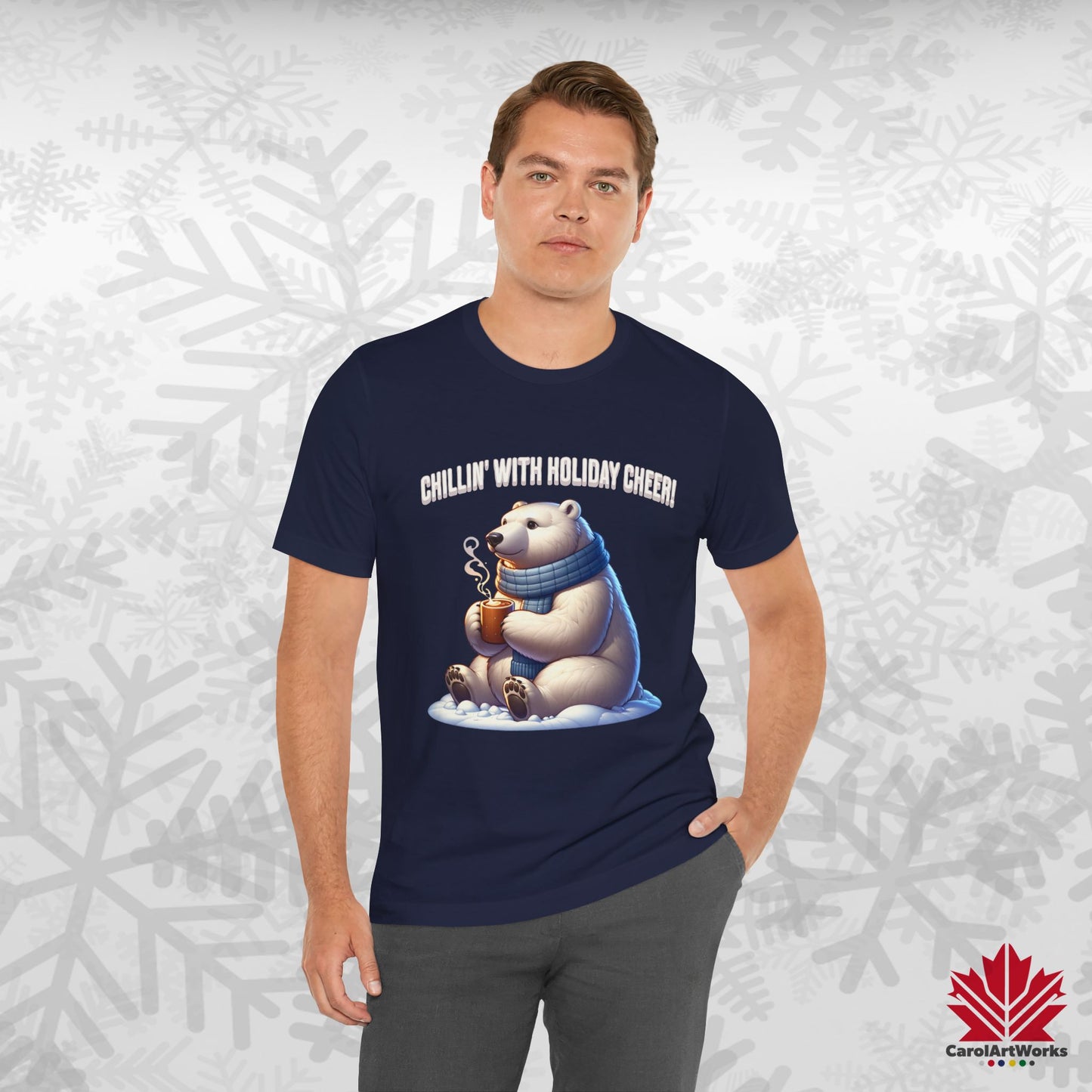 Chillin’ With Holiday Cheer | Polar Bear Christmas Tee | Cozy Canadian Holiday Shirt – Premium Cotton