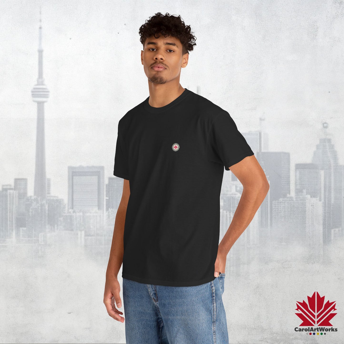 “North Strong” Compass Design – Unisex Cotton Tee – Navigate Adventure with Canadian Pride