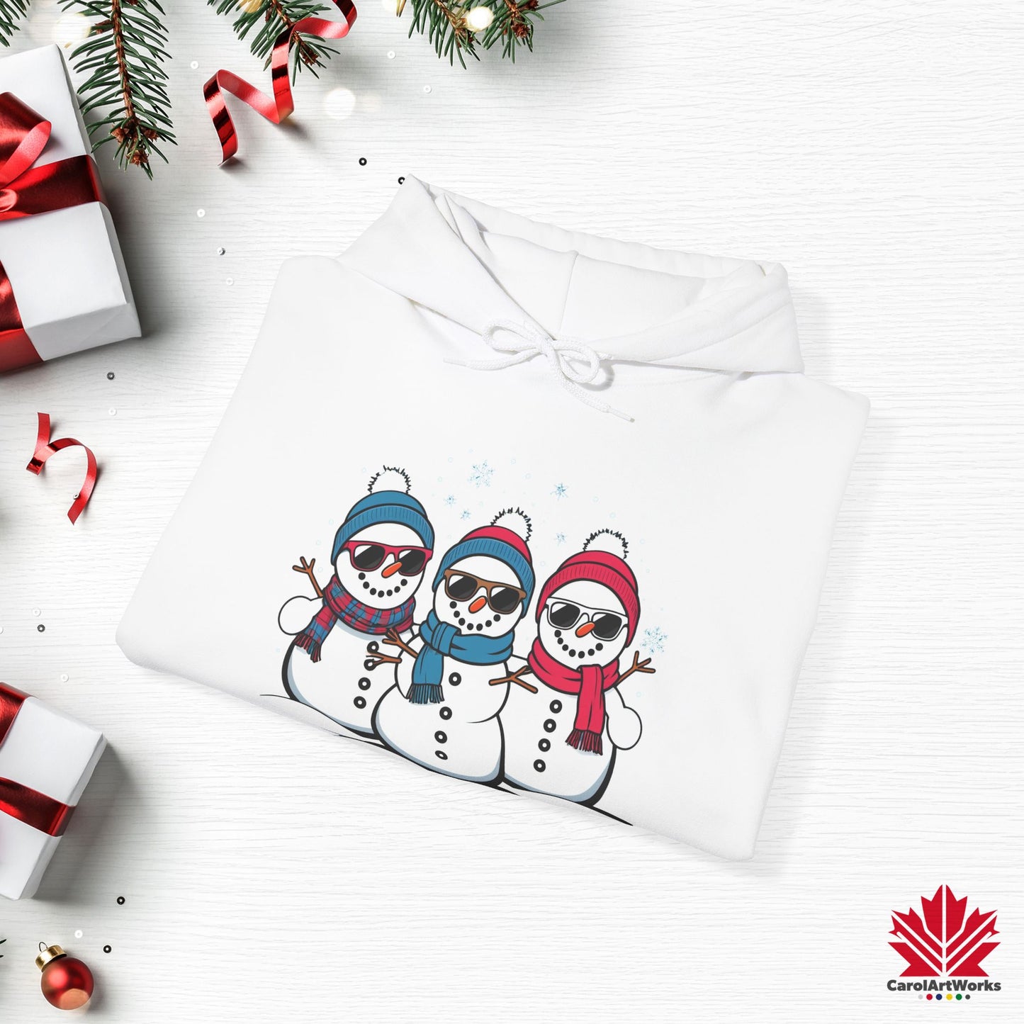 Cool Snow Squad Hoodie | Funny Snowman Christmas Hoodie | Canadian Fleece Hoodie – Premium Cotton Blend