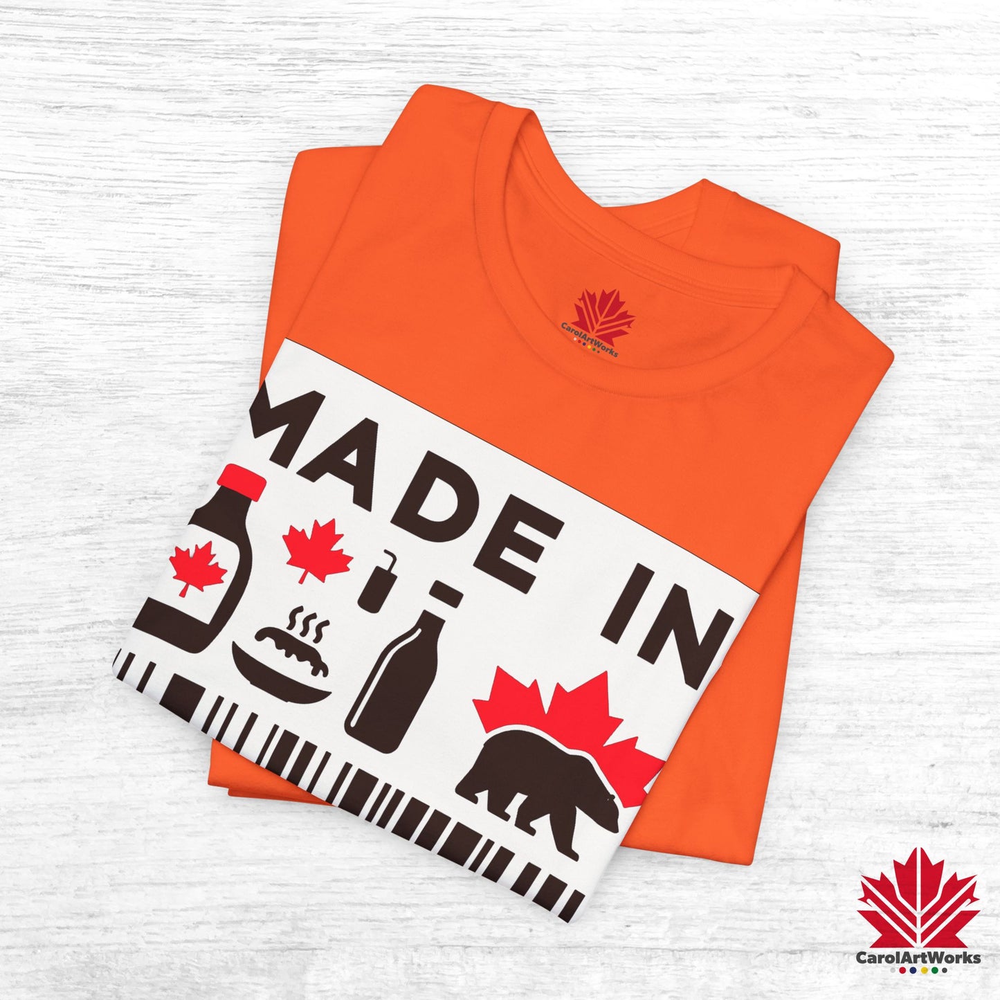 "Made in Canada" product label Design Unisex Short Sleeve Tee β Minimalist, Playful, and Proud