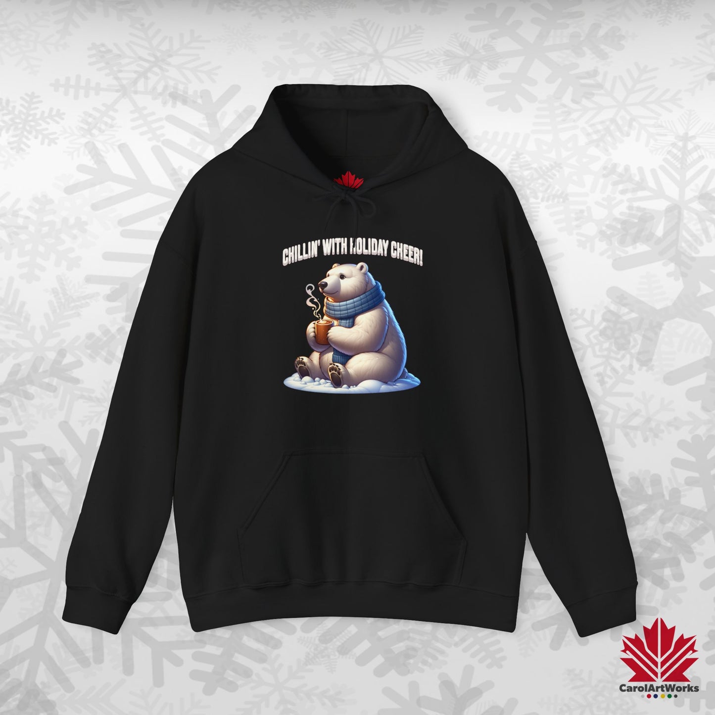 Chillin’ With Holiday Cheer Hoodie | Polar Bear Christmas Hoodie | Canadian-Made Fleece Hoodie