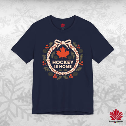 Hockey Lace Wreath | Canadian Hockey Christmas Shirt | Maple Leaf Holiday Tee – Premium Cotton Gift
