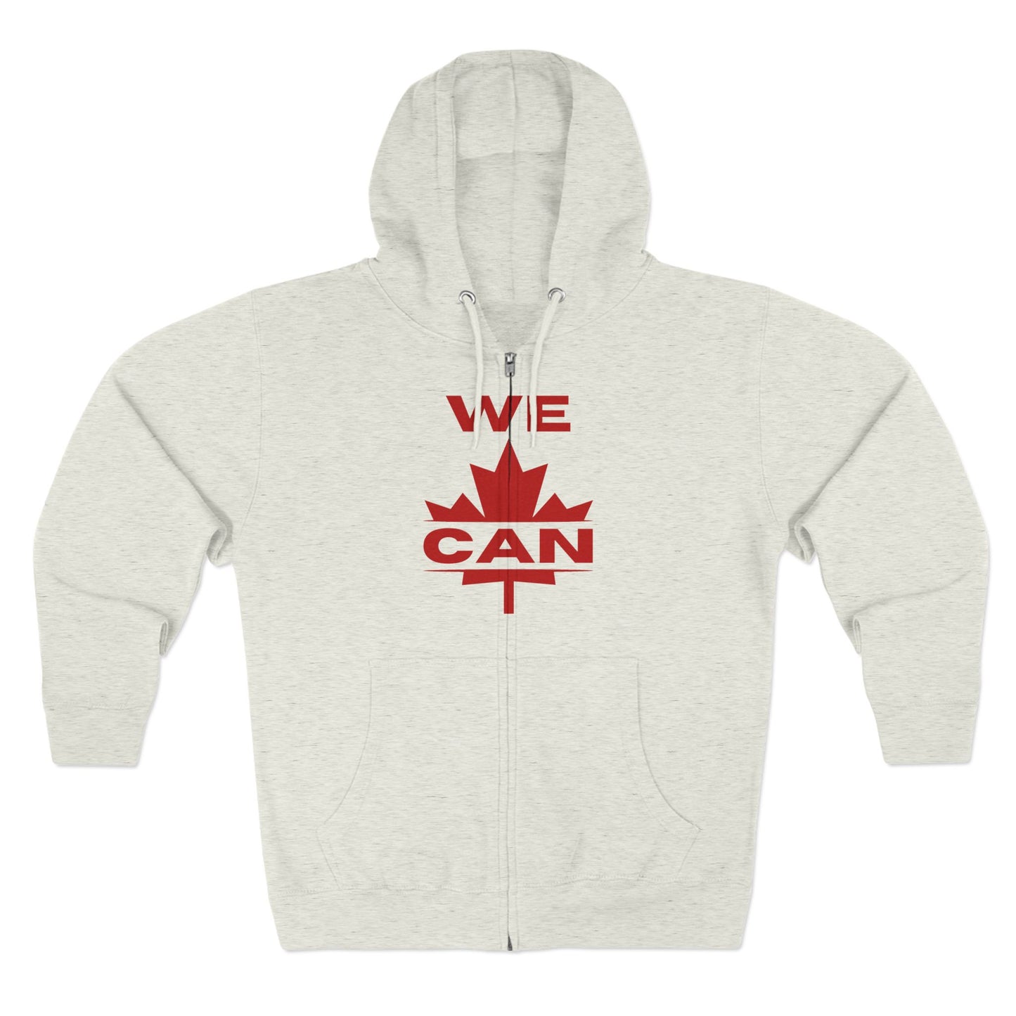 Sweat à capuche unisexe à fermeture éclair « WE CAN » avec motif feuille d'érable – Sweat à capuche motivant pour un confort quotidien, fierté canadienne