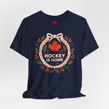 Hockey Lace Wreath | Canadian Hockey Christmas Shirt | Maple Leaf Holiday Tee – Premium Cotton Gift