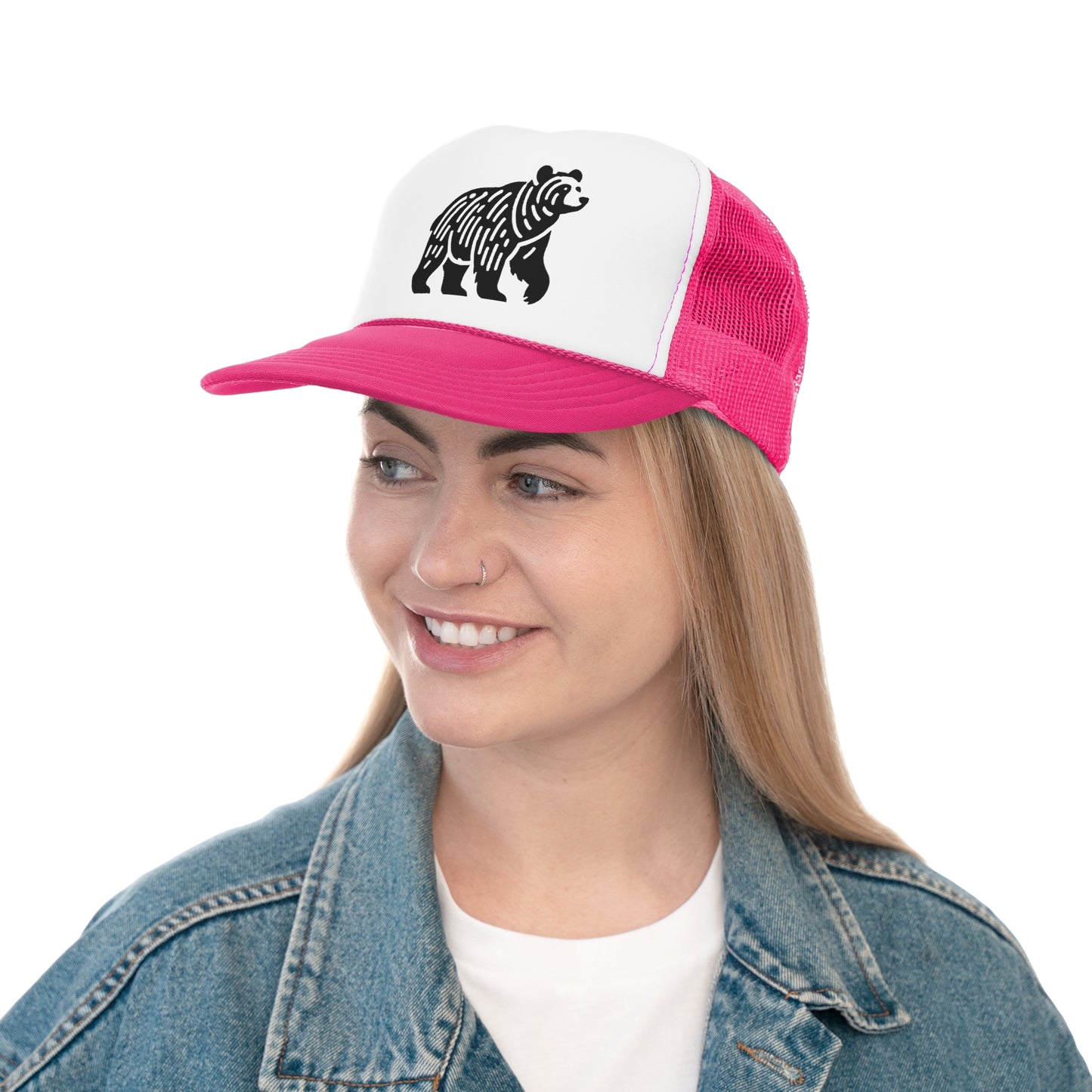 scandinavian minimalistic BEAR Design Trucker Cap – Outdoor Adventure Hat for Nature Lovers