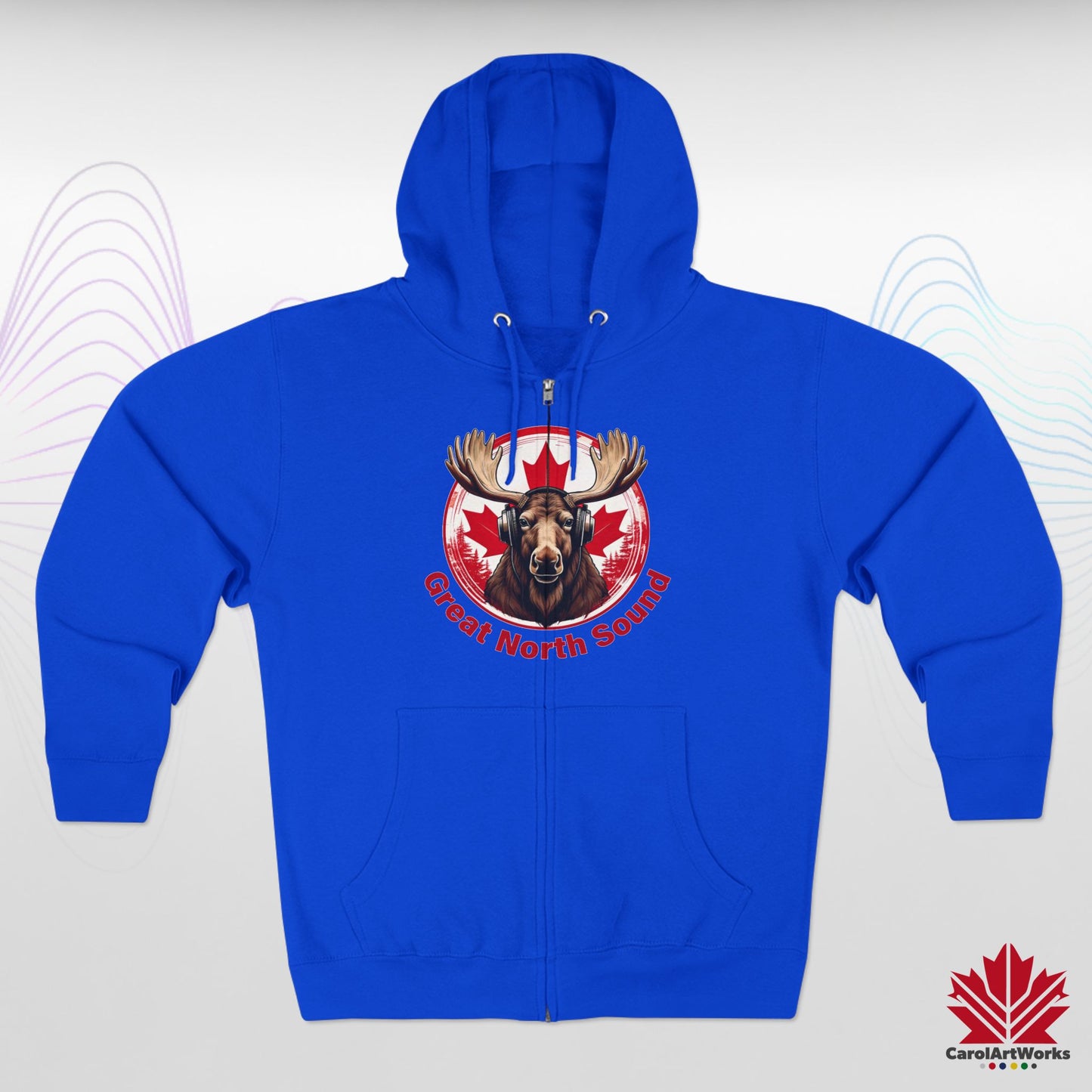 "Great North Sound" Moose and Music Unisex Zip Hoodie