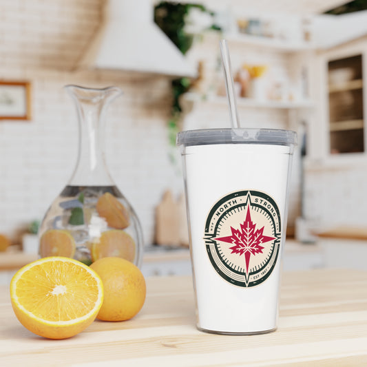 “North Strong” Tumbler with Straw – Travel-Friendly Drinkware for Outdoors and Everyday Use