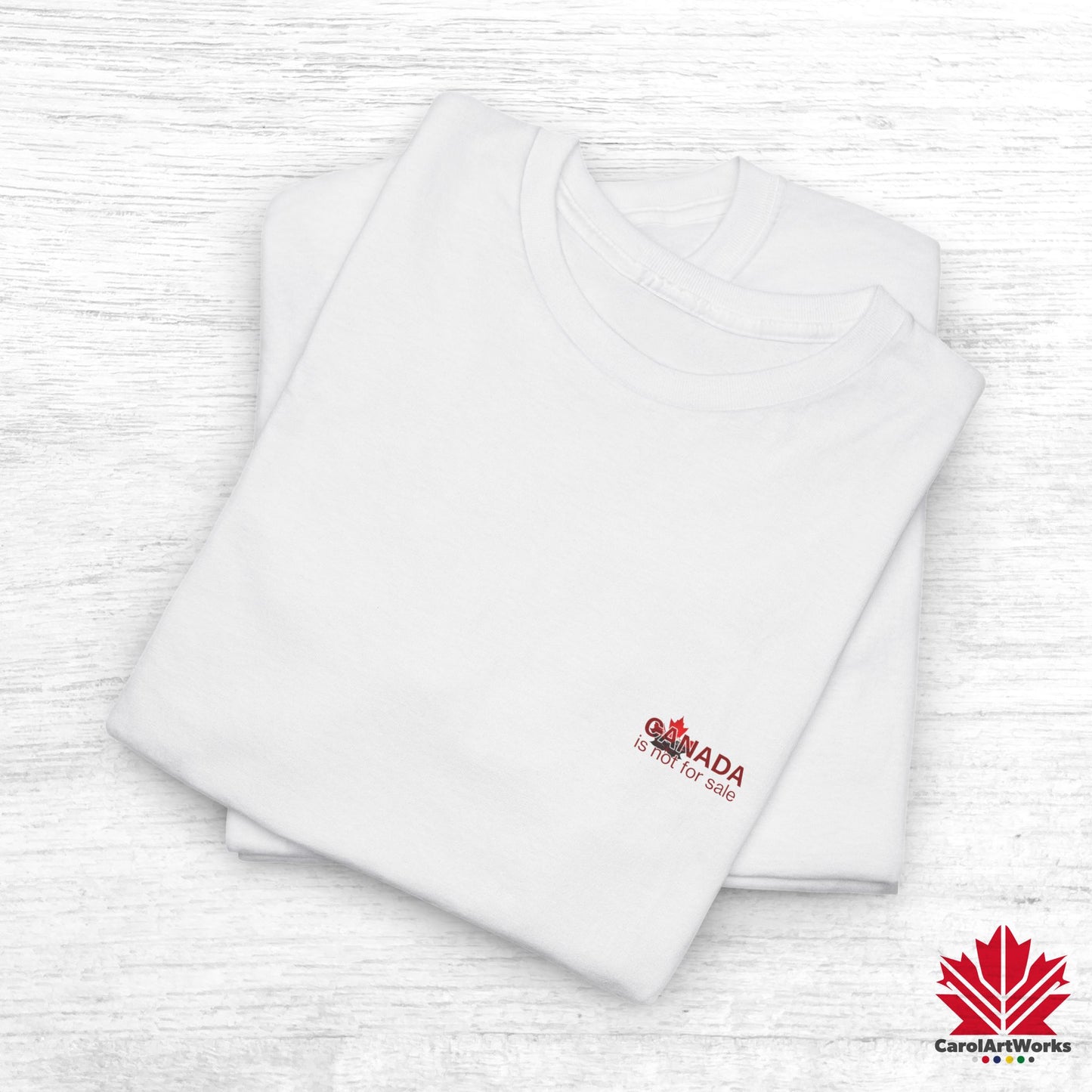 “Canada is not for Sale” Unisex Heavy Cotton Tee – Red Maple Leaf and Mountains, Stylish Canada Shirt