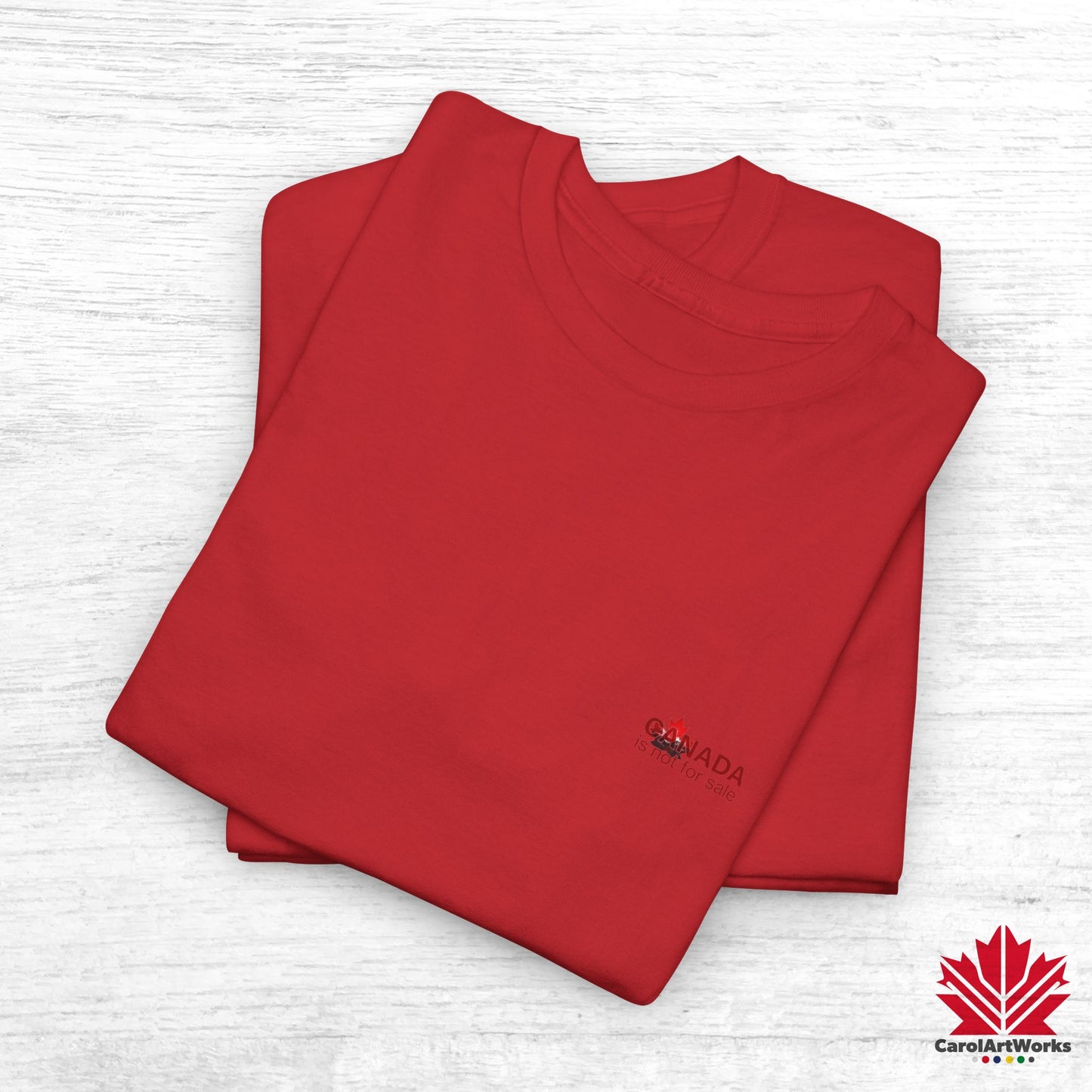 “Canada is not for Sale” Unisex Heavy Cotton Tee – Red Maple Leaf and Mountains, Stylish Canada Shirt