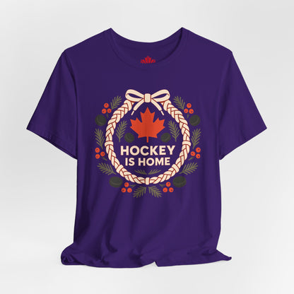 Hockey Lace Wreath | Canadian Hockey Christmas Shirt | Maple Leaf Holiday Tee – Premium Cotton Gift