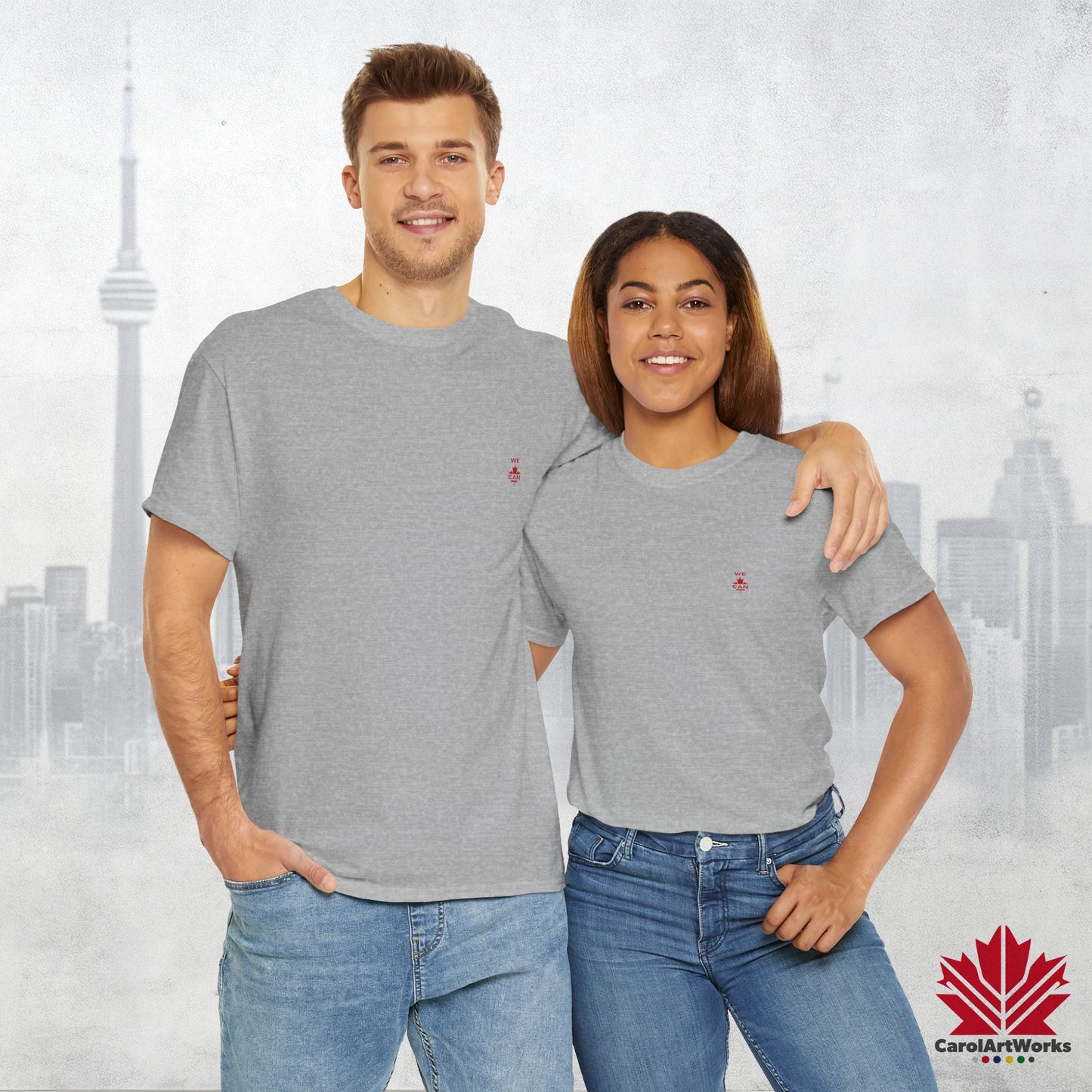 “WE CAN” with Maple Leaf Unisex Cotton Tee – Casual Comfort for Every Occasion