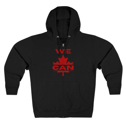 Sweat à capuche unisexe à fermeture éclair « WE CAN » avec motif feuille d'érable – Sweat à capuche motivant pour un confort quotidien, fierté canadienne
